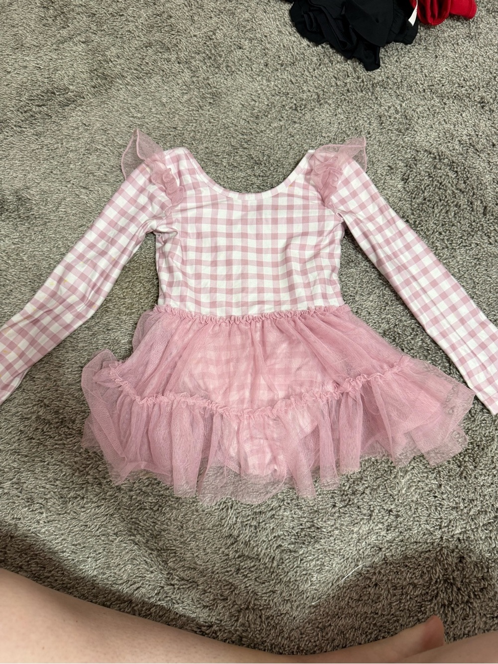 Caden Lane Pink Gingham Long-Sleeve Tulle Ballet Costume
